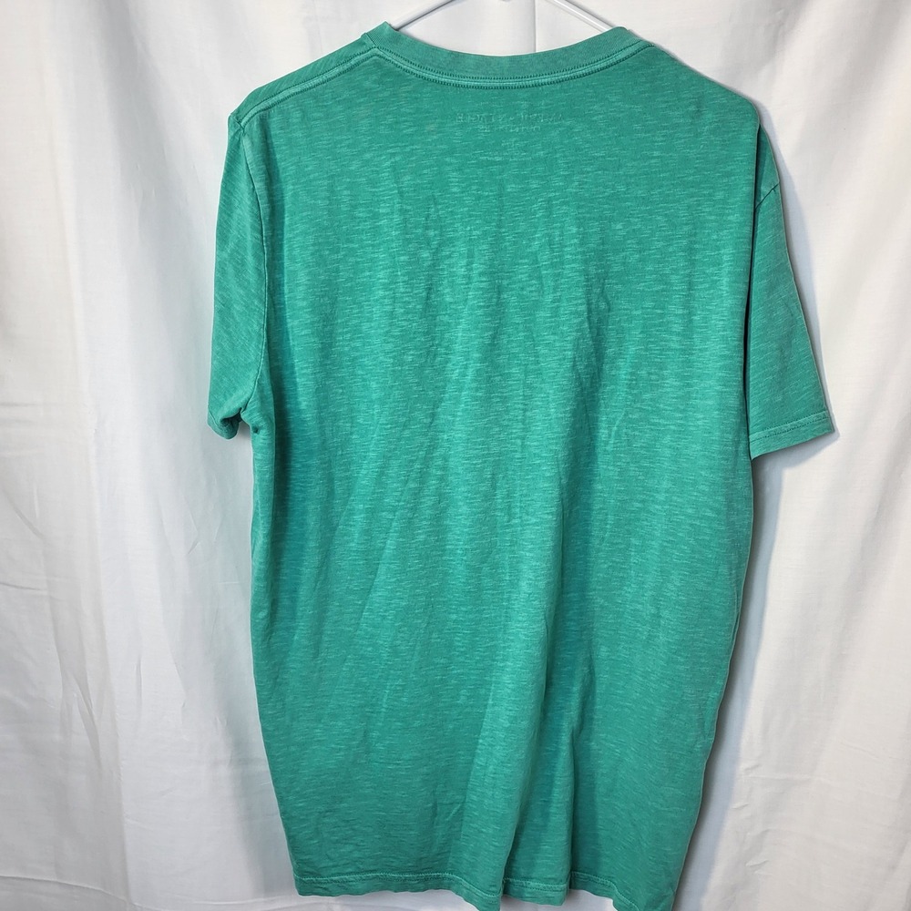 American Eagle Mens Athletic Fit V-Neck T-Shirt Teal Green Slub Cotton Large - Picture 7 of 8